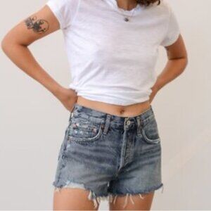 AGOLDE Parker Vintage Loose Fit Cutoff Shorts Jean Denim Button Fly Size 25